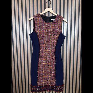 Diane von Furstengerg Sheath Dress 8 / M Womens Blue Tweed Career Sleeveless